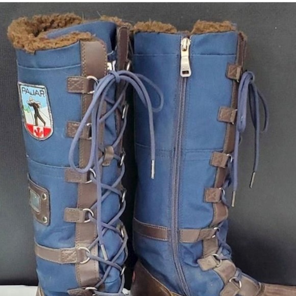 Pajar Canada Navy/Cognac Tall Grip Zip Boots, Size 8/8.5 - Picture 12 of 15